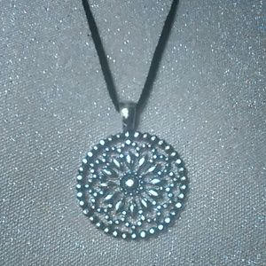 Silver and Black Suede Bold Necklace